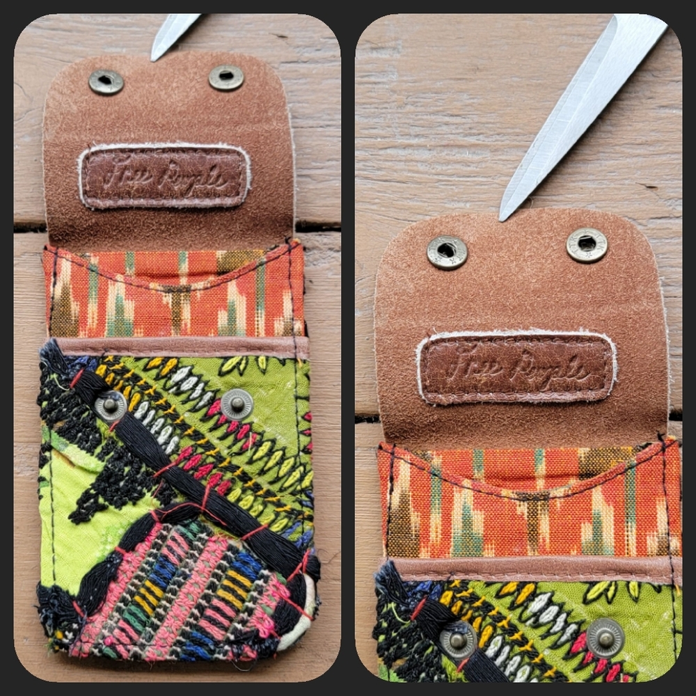 🌋👽 Free People Boho Embroidered Repurposed vtg banjara hippie Wallet card case - Picture 2 of 16